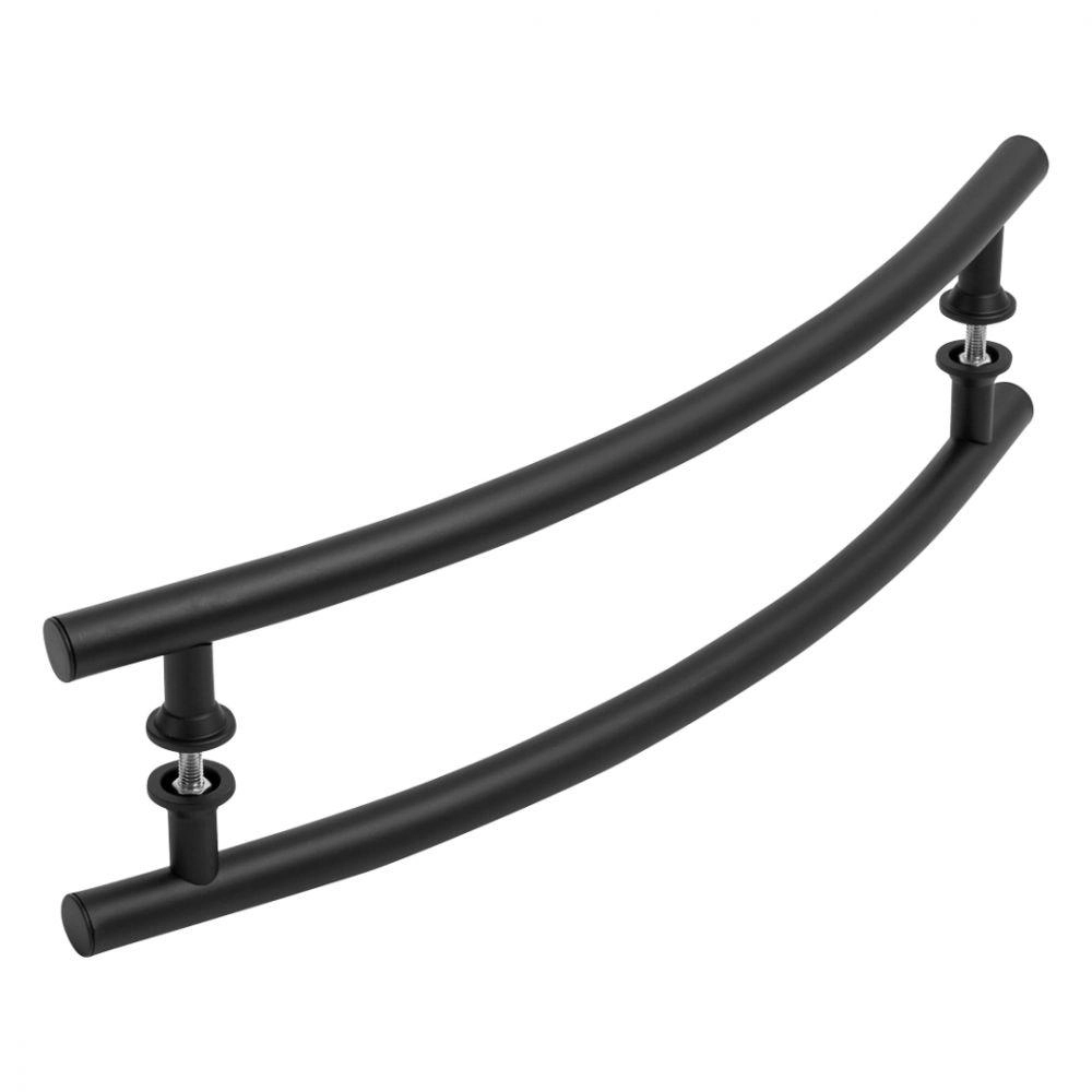 Puxador De Porta Tubular Curvo Lateral Preto 40cm
