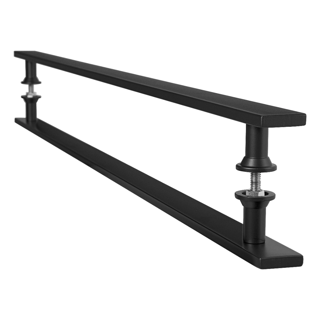 Puxador Barra Chata Inox Preto Para Porta De Madeira 1 Metro