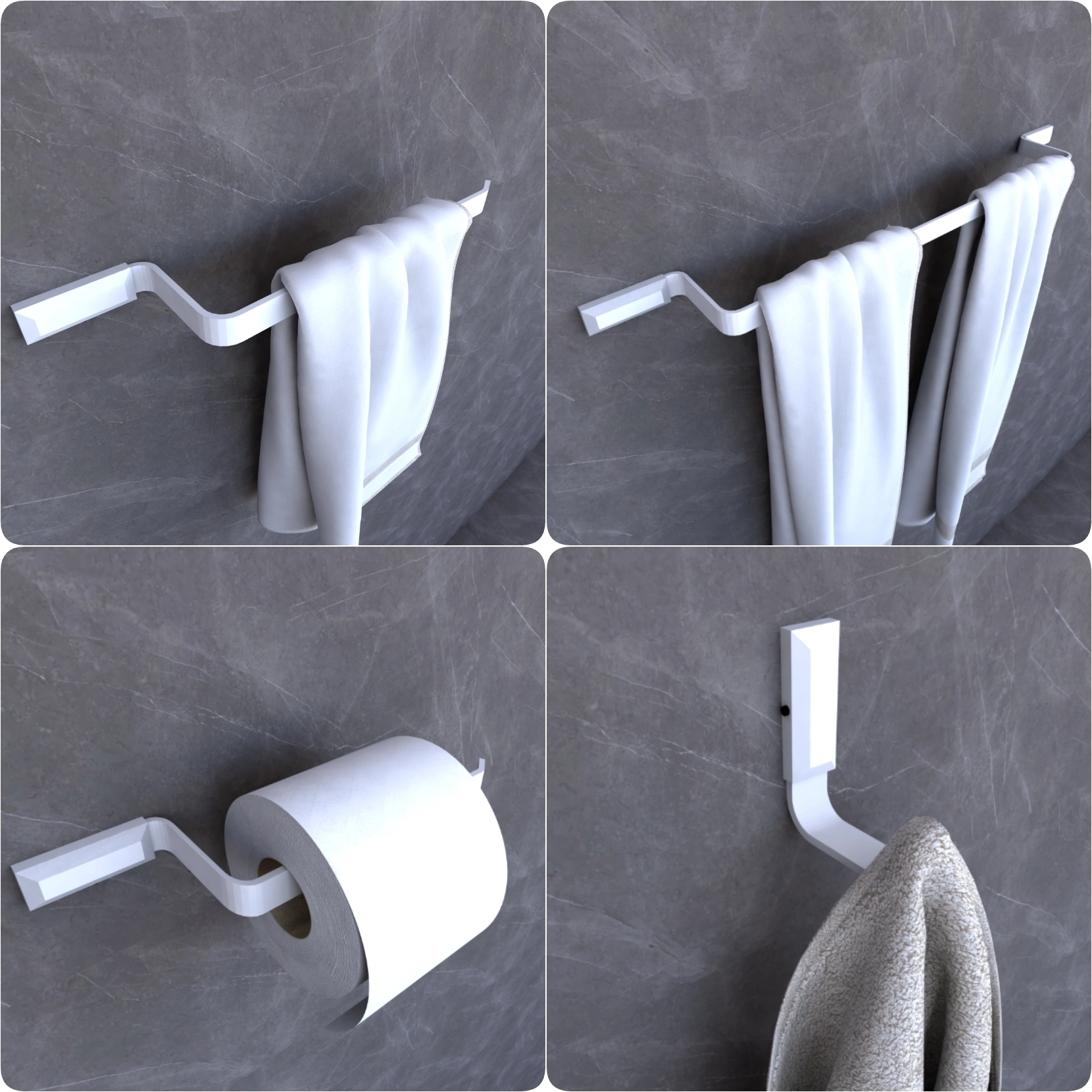 Kit Acessórios Para Banheiro Branco Empire 4 Peças