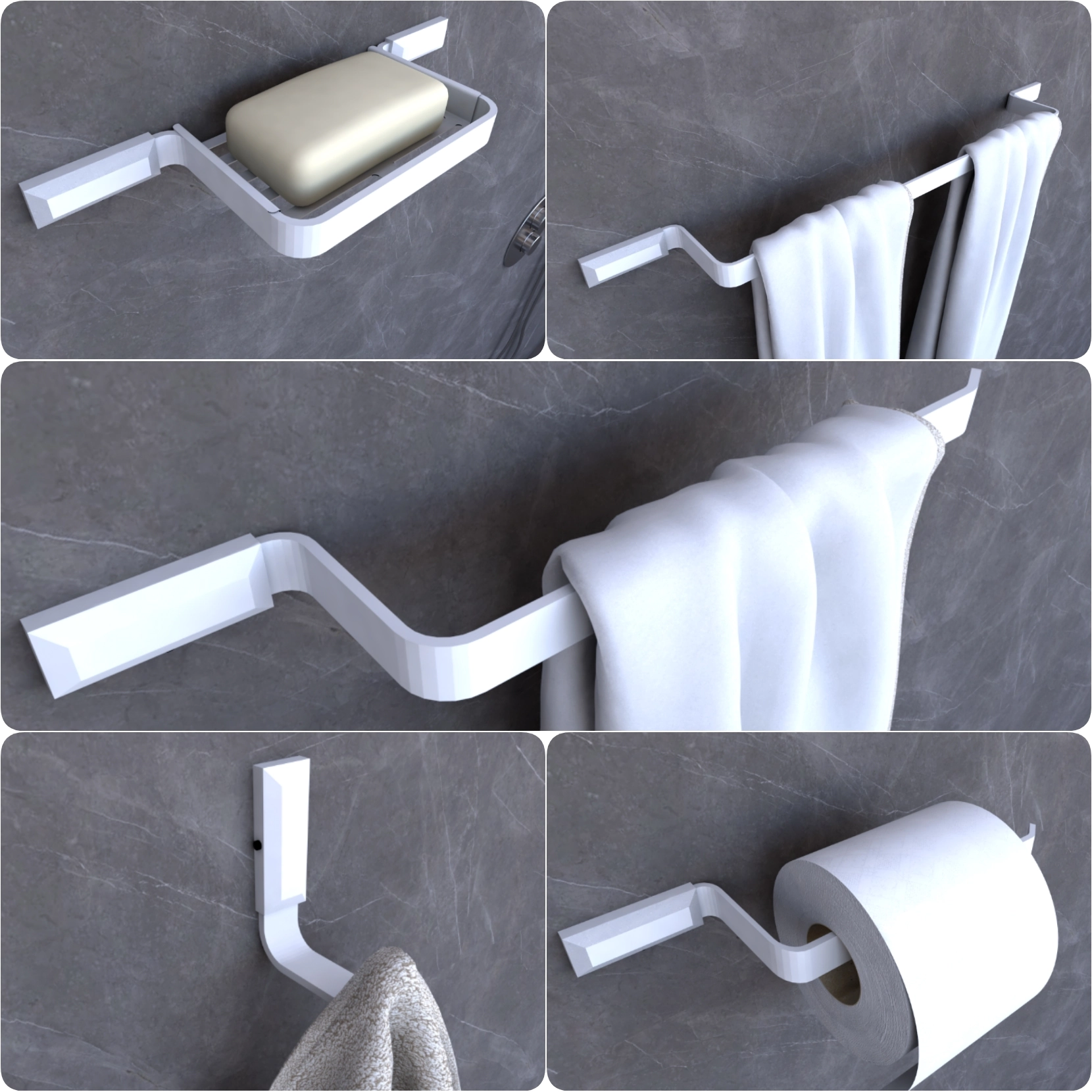 Kit Acessórios Para Banheiro Branco Empire 5 Peças