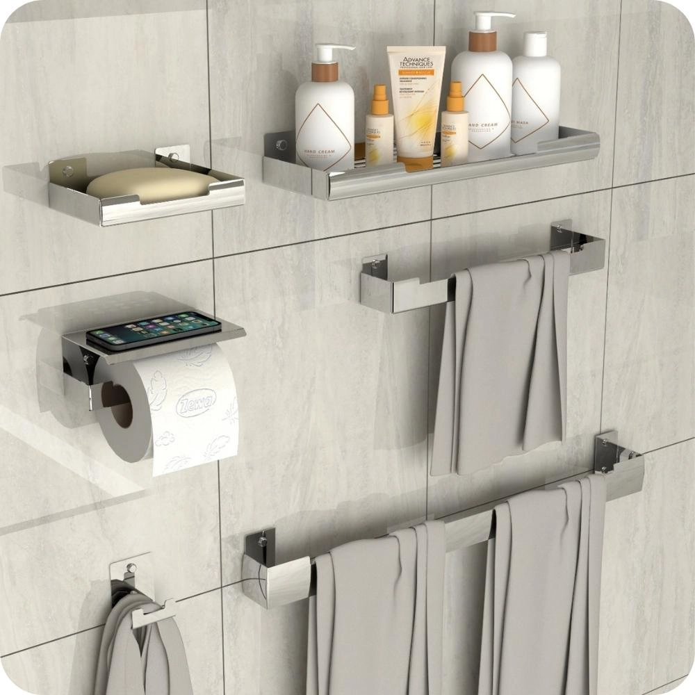 Kit Acessórios Para Banheiro Inox 6 Peças Elg