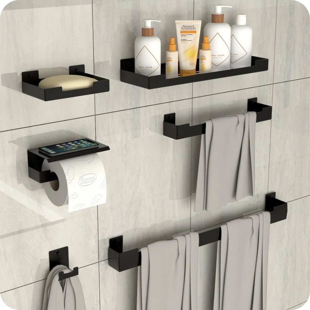 Kit Acessórios Para Banheiro Preto Fosco 6 Peças Elg