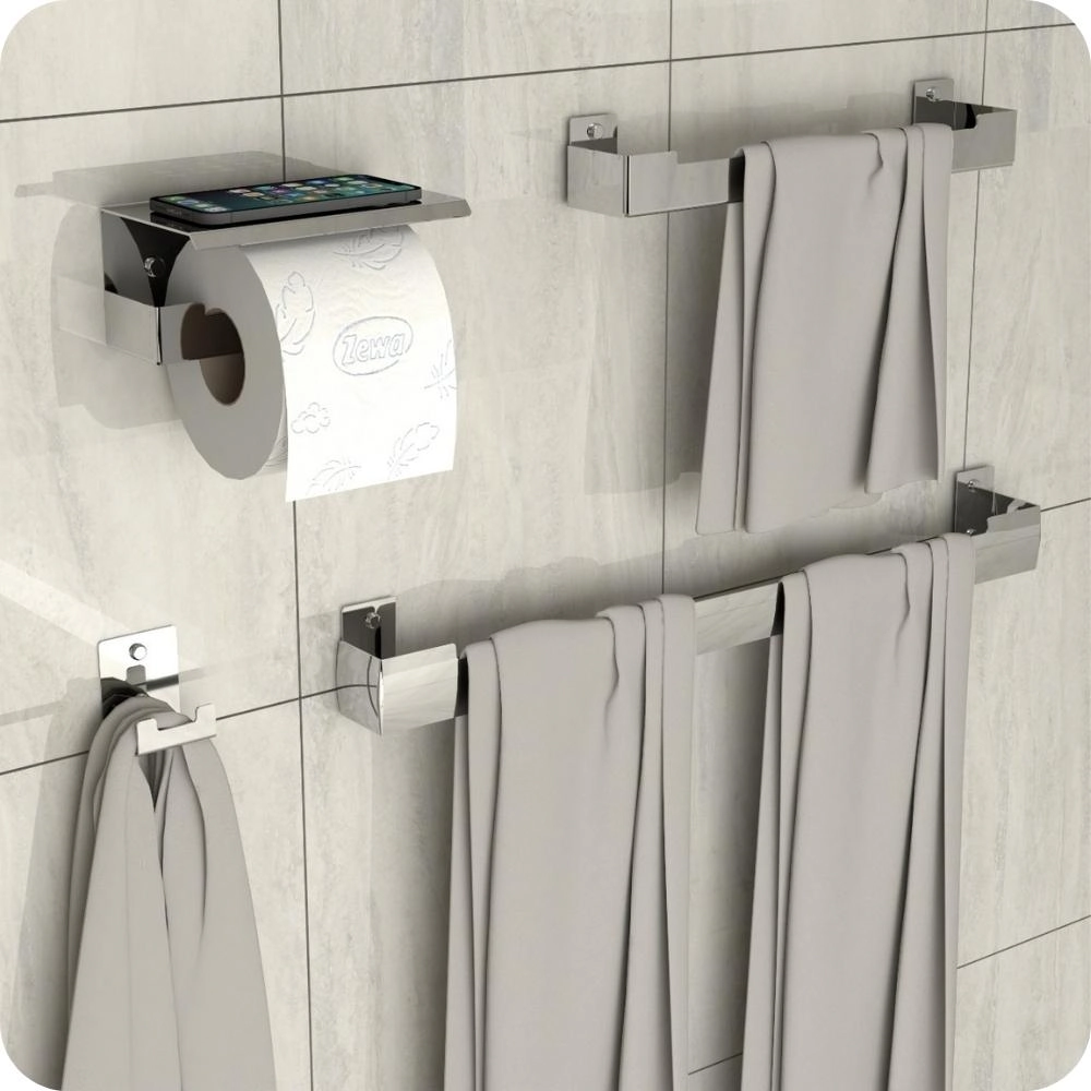 Kit Acessórios Para Banheiro Inox 4 Peças Elg