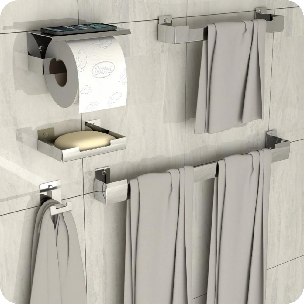Kit Acessórios Para Banheiro Inox 5 Peças Elg