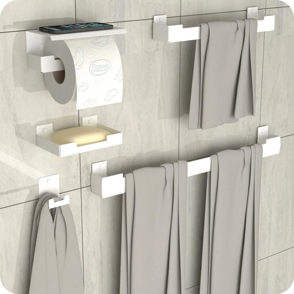 Kit Acessórios Para Banheiro Branco 5 Peças Elg