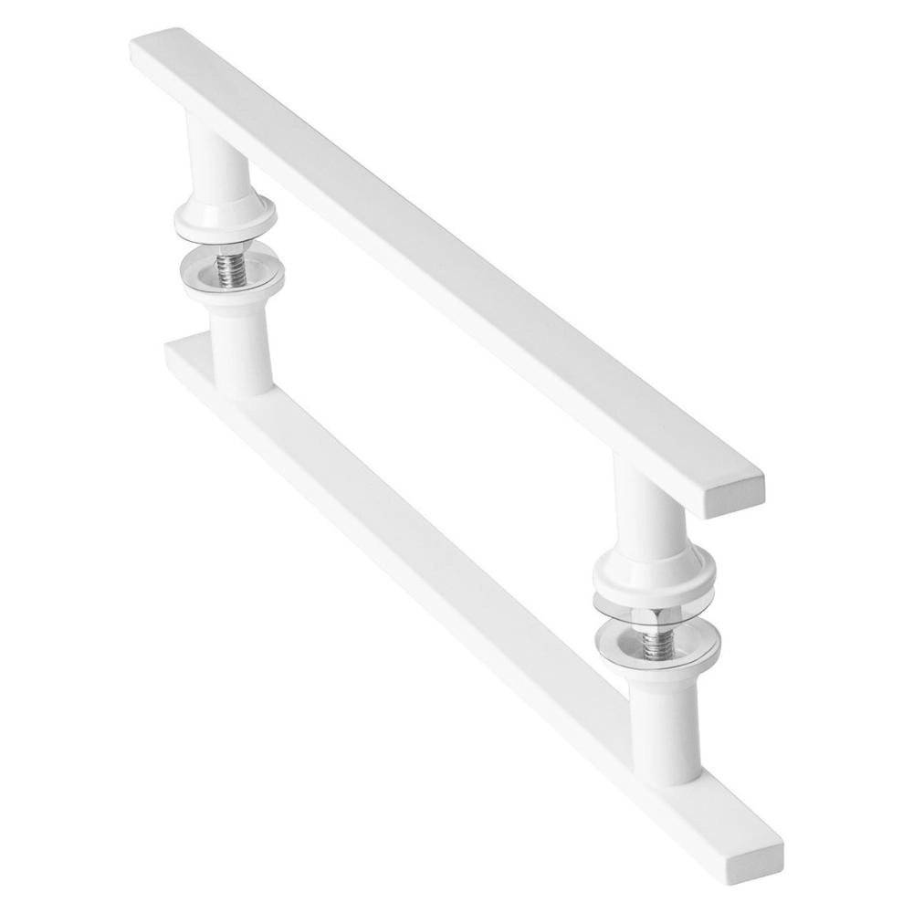Puxador De Porta Branco Vidro Pivotante Madeira 40cm M.s