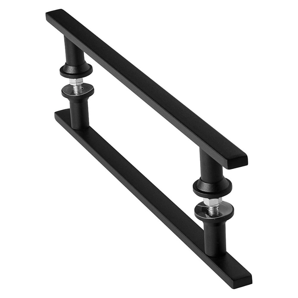 Puxador De Porta Preto Inox Vidro Pivotante 30cm M.s