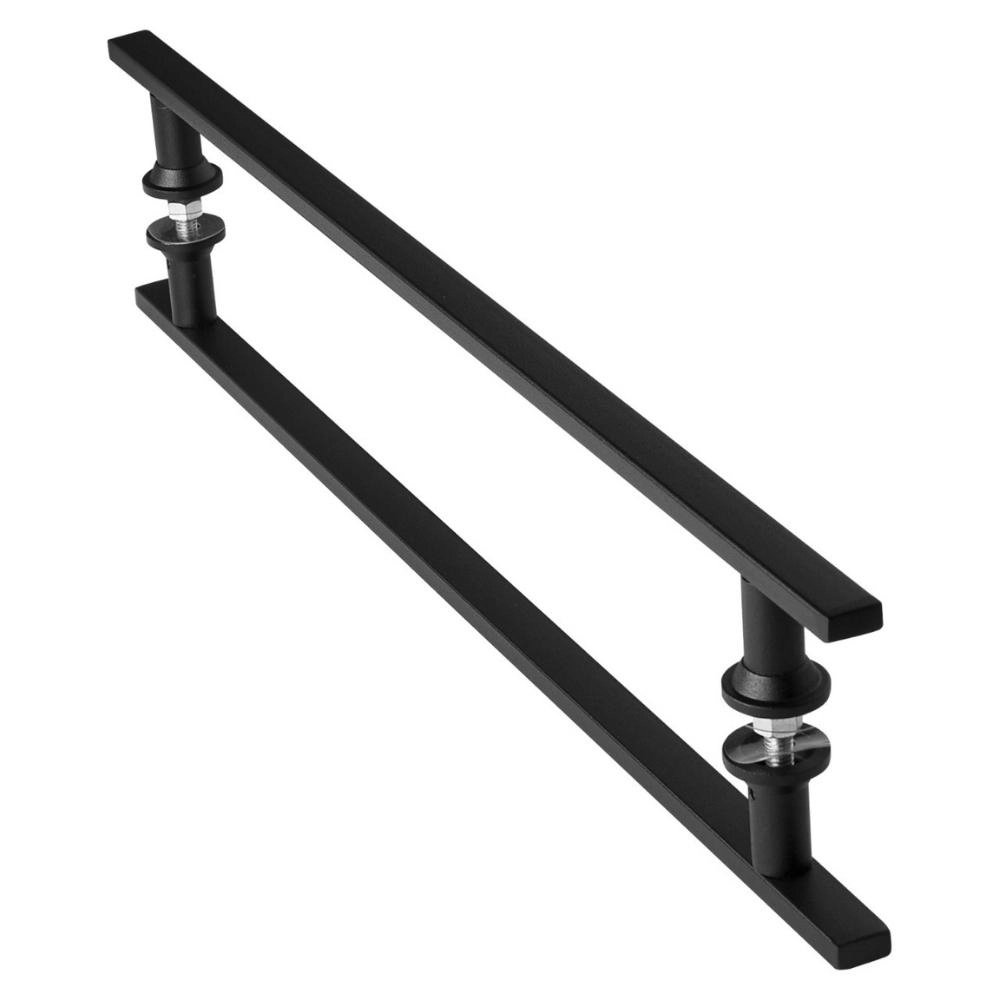 Puxador De Porta Preto Inox Vidro Pivotante 50cm M.s