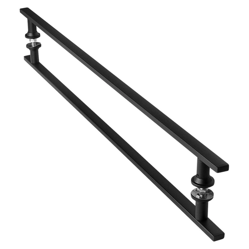 Puxador De Porta Preto Inox Vidro Pivotante 70cm M.s