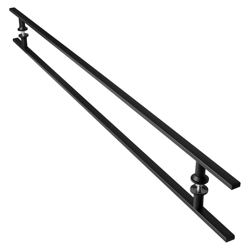 Puxador De Porta Preto Inox Vidro Pivotante 180 Cm M.s