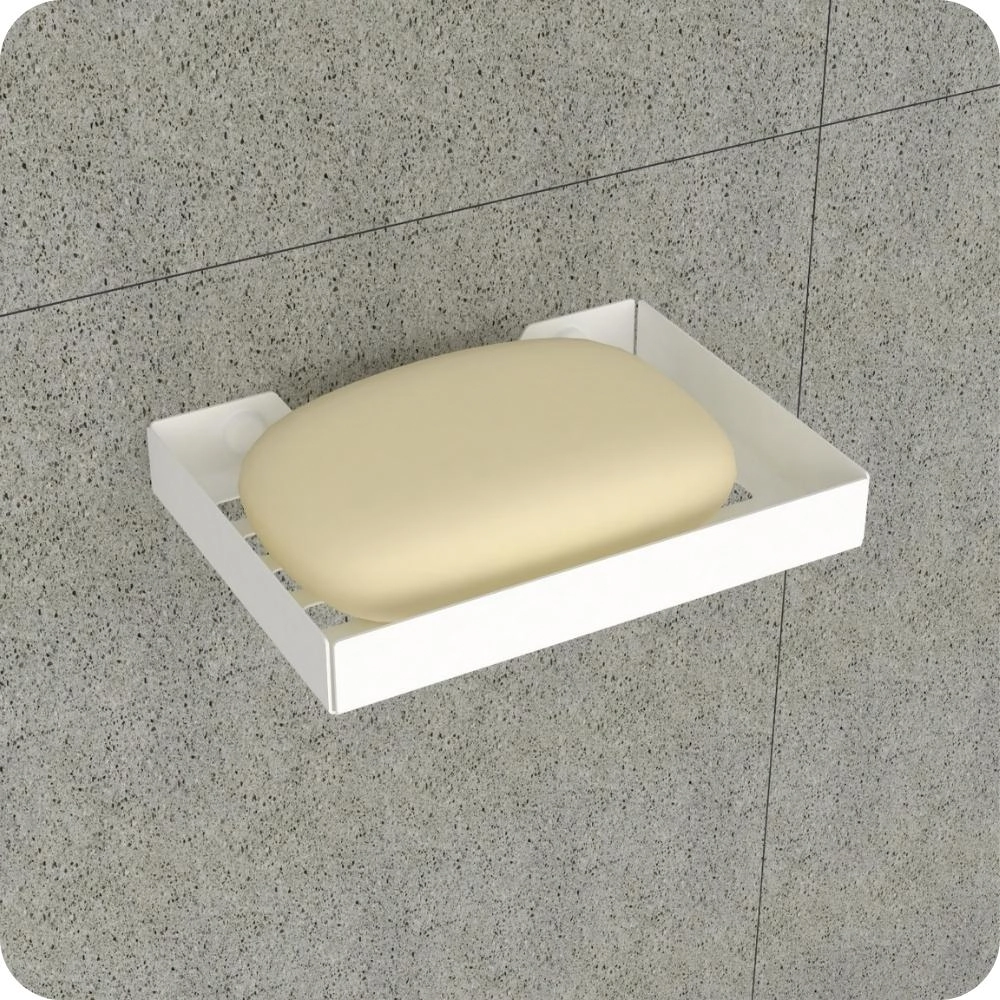 Porta Sabonete Saboneteira Inox Parede Banheiro Branco Max