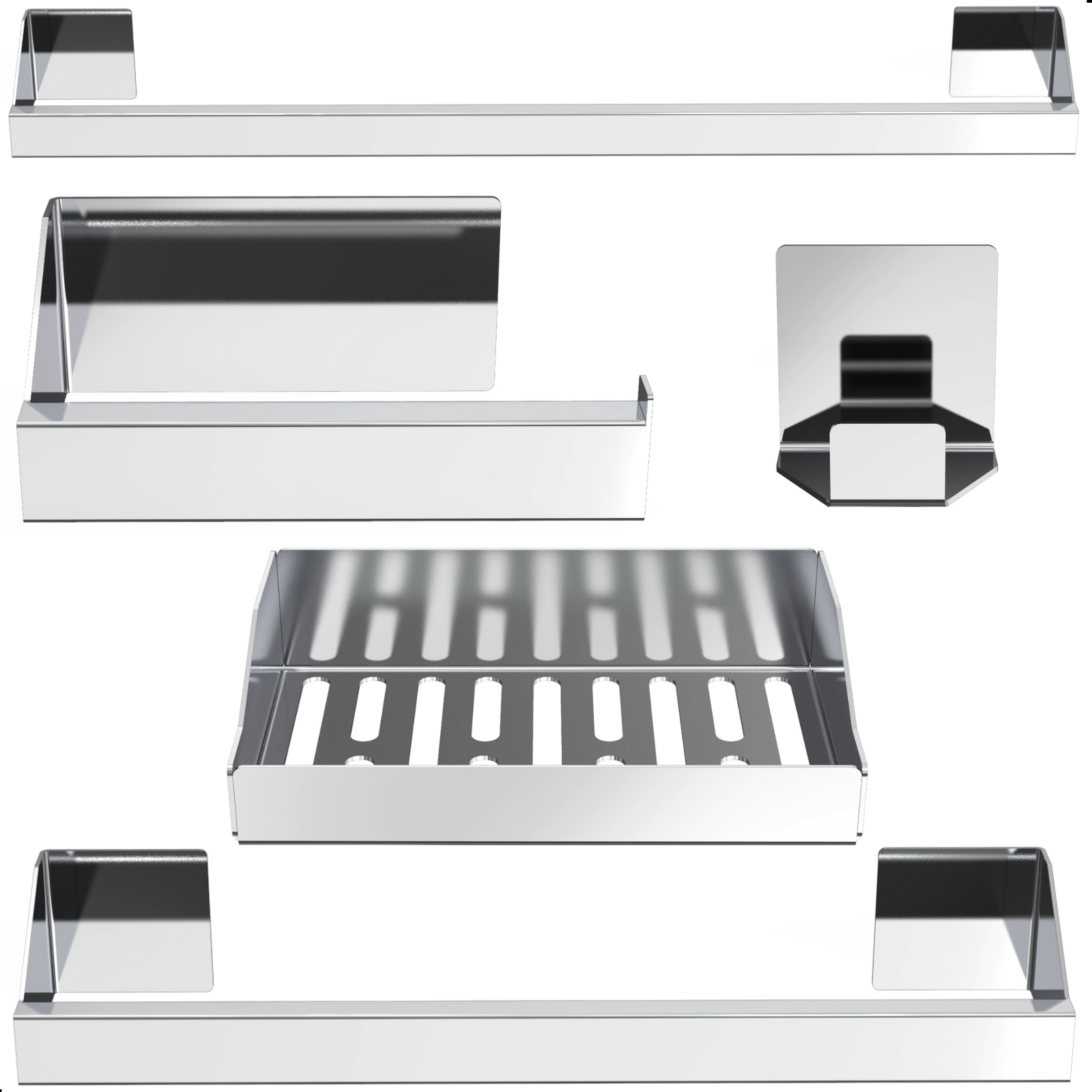 Kit Acessórios Para Banheiro Inox 5 Peças Master Slim Df
