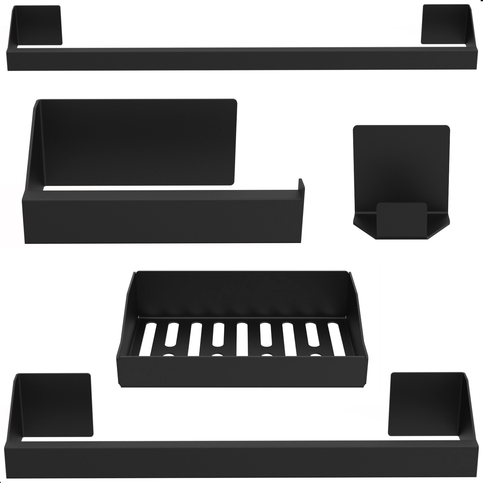 Kit Acessórios Para Banheiro Preto 5 Peças Master Slim Df