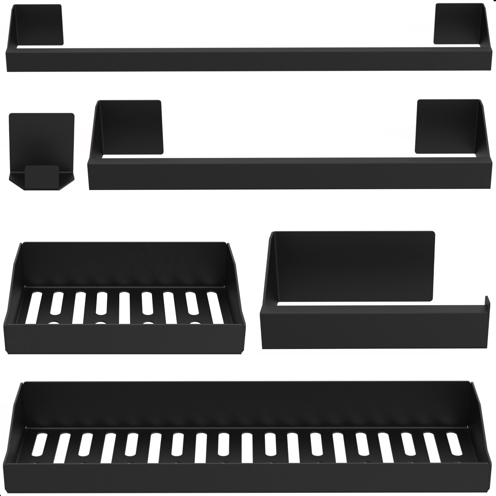 Kit Acessórios Para Banheiro Preto 6 Peças Master Slim Df