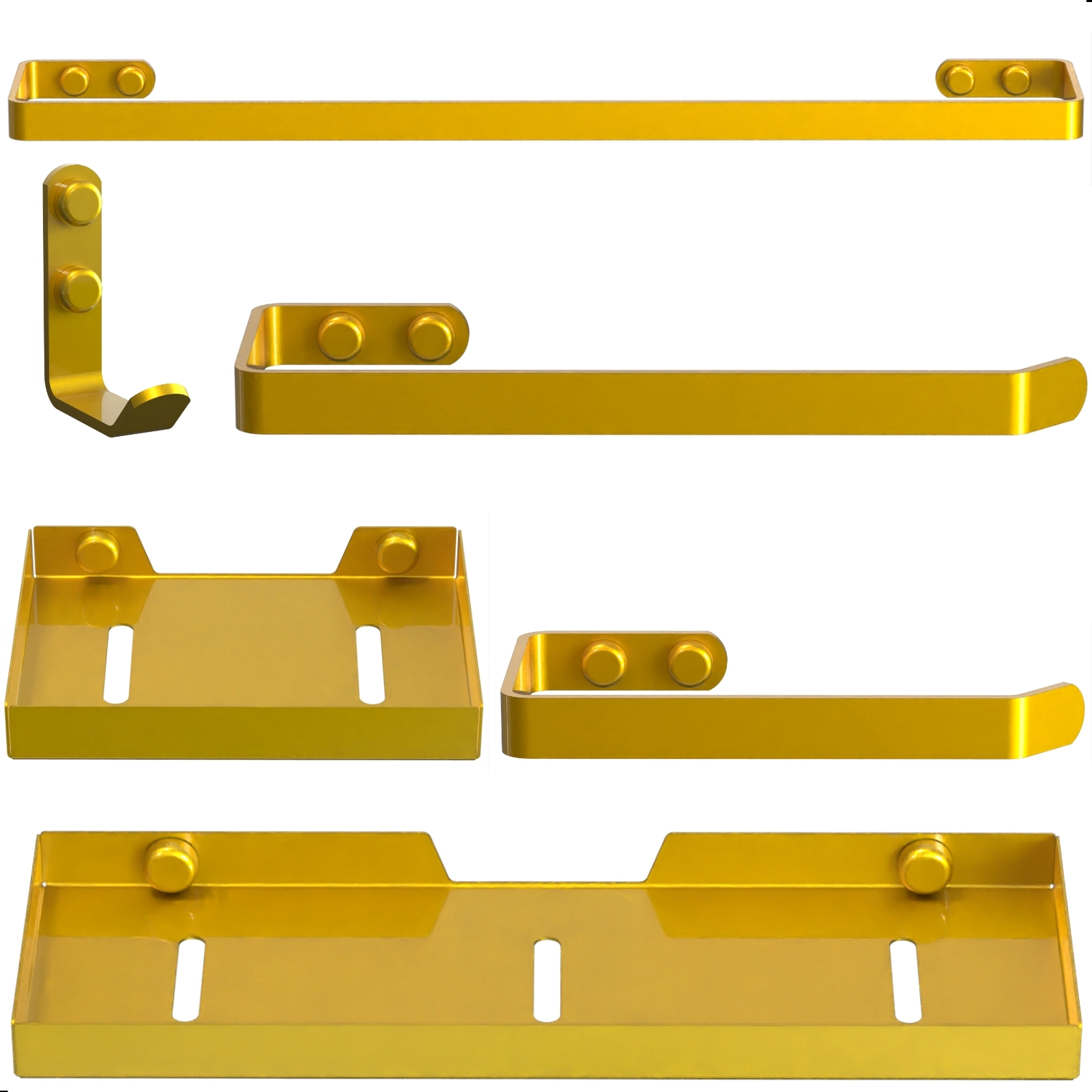 Kit Acessórios Para Banheiro Dourado 6 Peças Plus