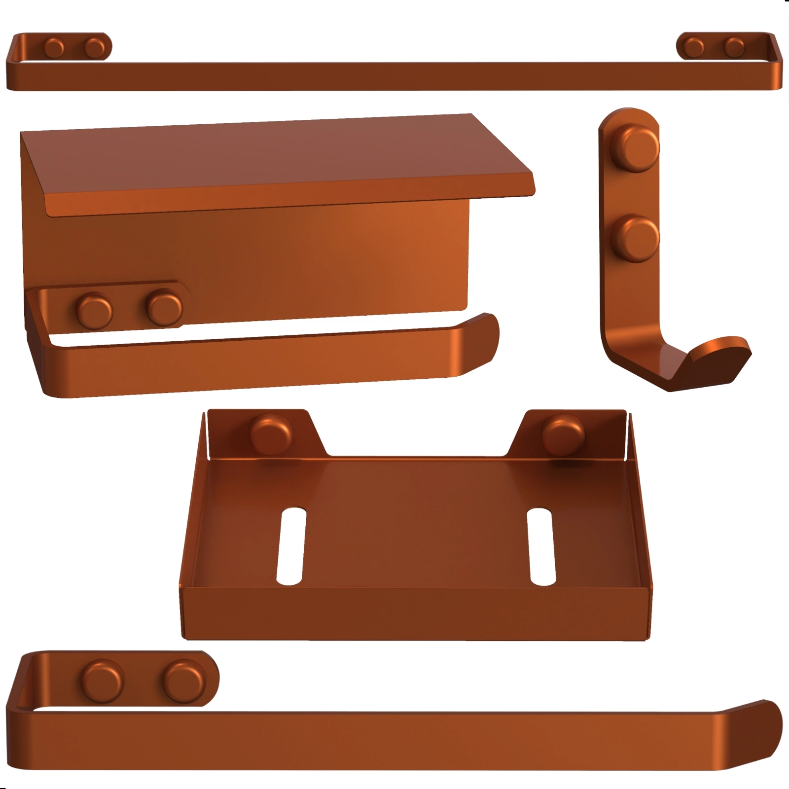 Kit Acessórios Para Banheiro Rose Gold 5 Peças Max