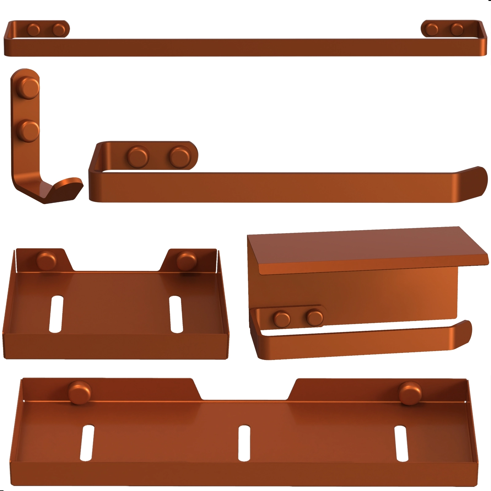 Kit Acessórios Para Banheiro Rose Gold 6 Peças Max