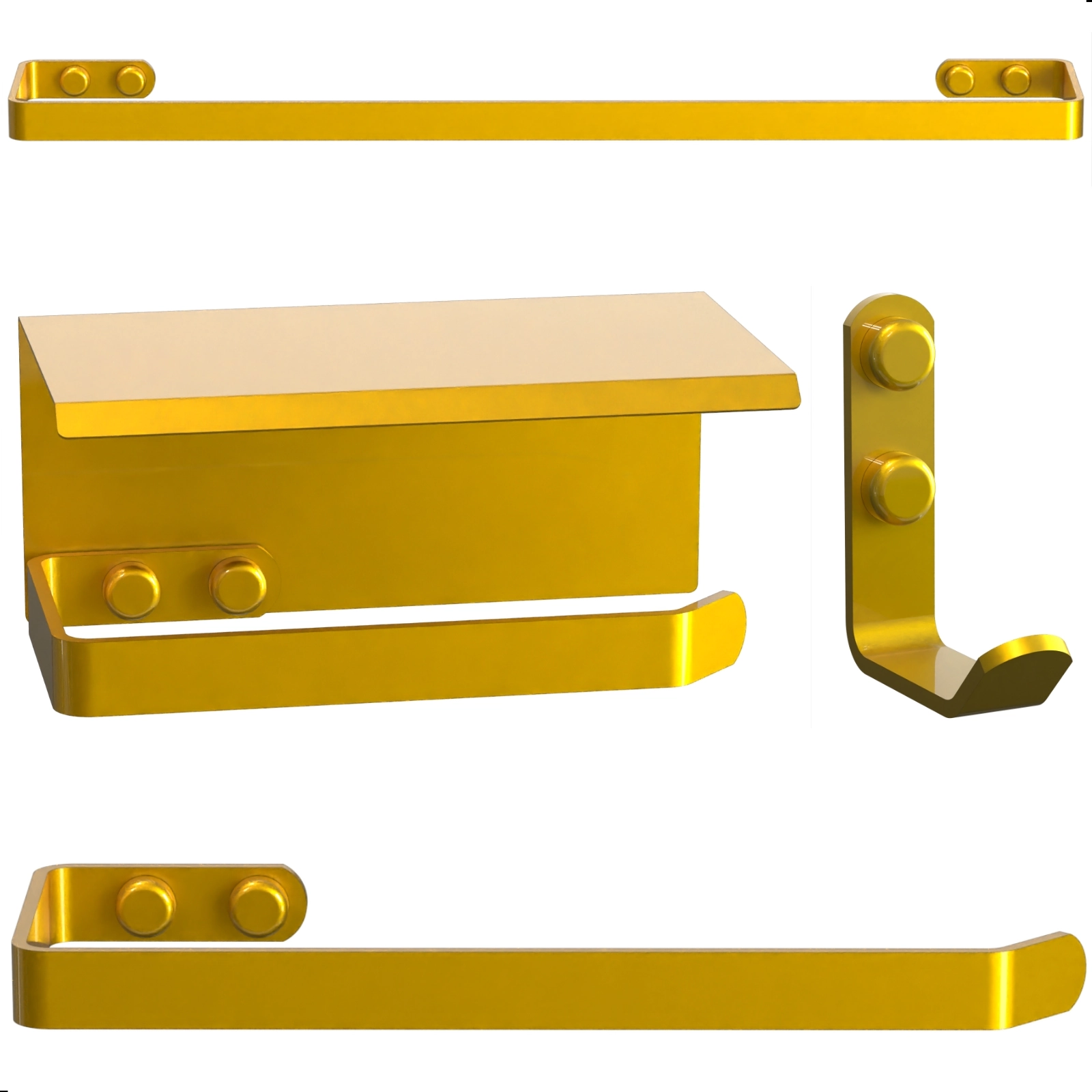 Kit Acessórios Para Banheiro Dourado 4 Peças Max