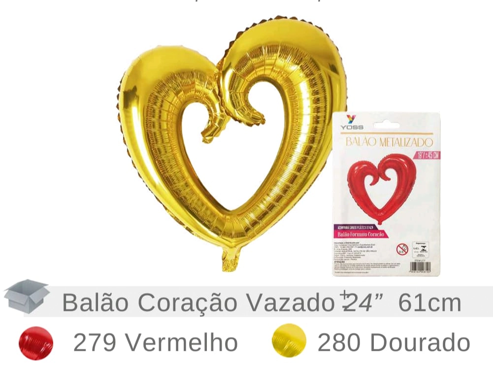 Balão Metalizado Coracão Vermelho Yoss