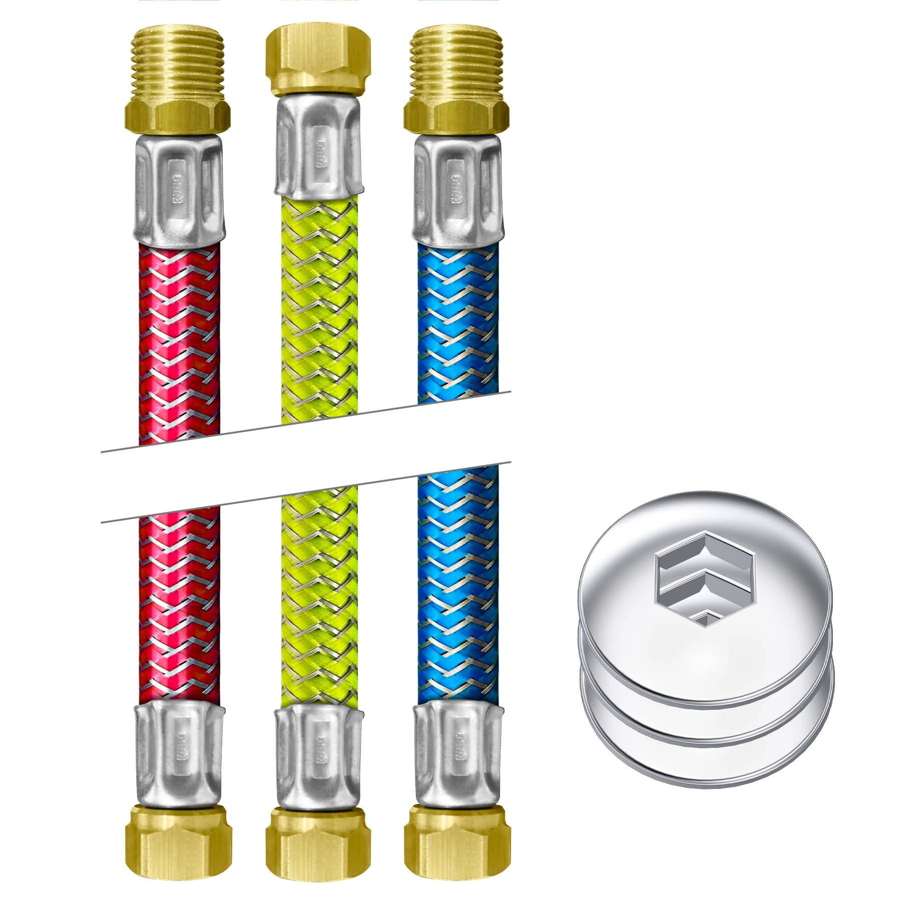 Kit Instalacao Flexiveis Aquecedores a Gás Econômico 1/2" 40cm Roco