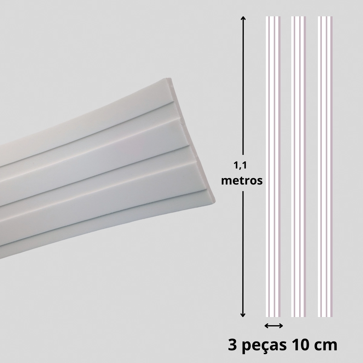 Painel Ripado Decorativo Autocolante 10cm X 1,10m - 3 Ripas