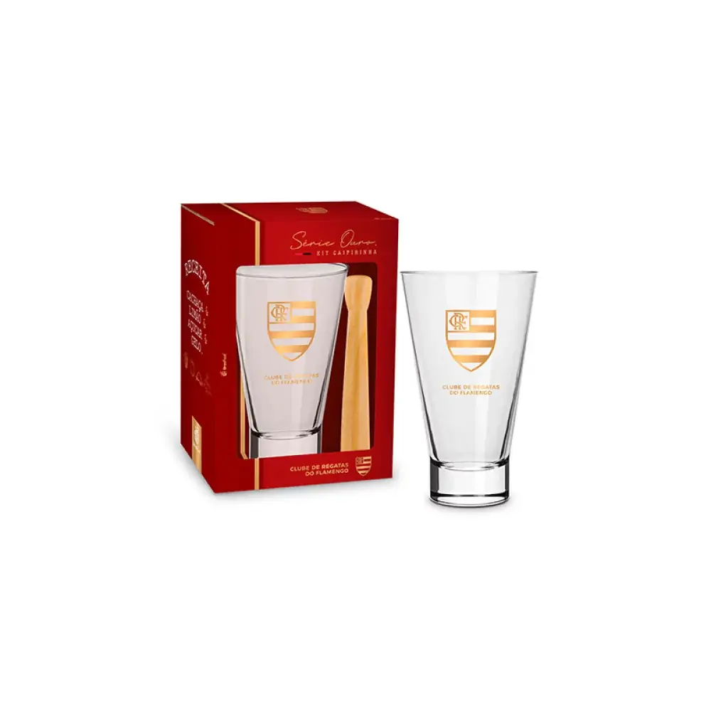 Copo Caipirinha Long Série Ouro Flamengo Brasfoot 400ml