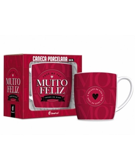 Caneca Porc Voce Me Faz Muito Feliz 300ml Brasfoot