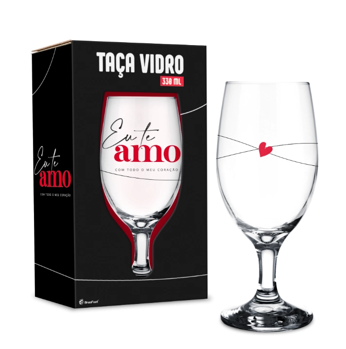 Taca D/ Vidro Windsor Eu Te Amo 330ml Brasfoot