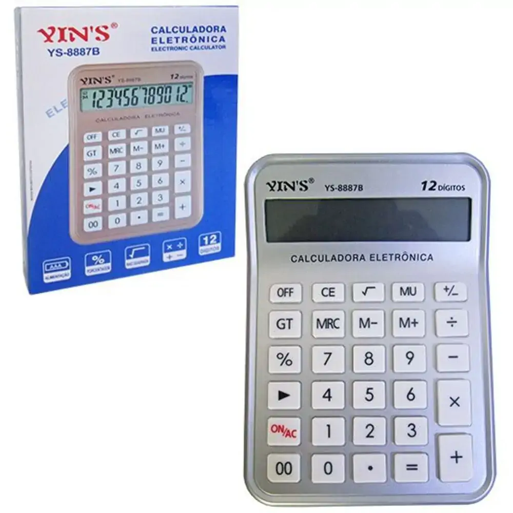 Calculadora De Mesa Com 12 Dig Ys 8887b A Pilha