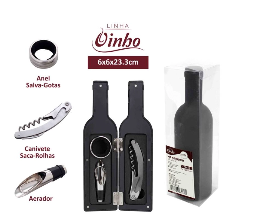 Kit Abridor De Vinho Com Estojo Casita