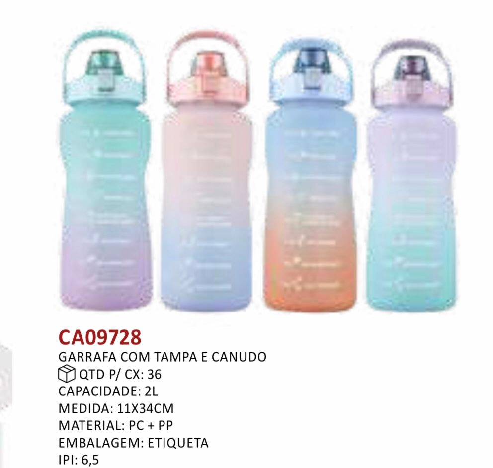 Garrafa Tampa Canudo Pc Pp Ca09728 Imporiente