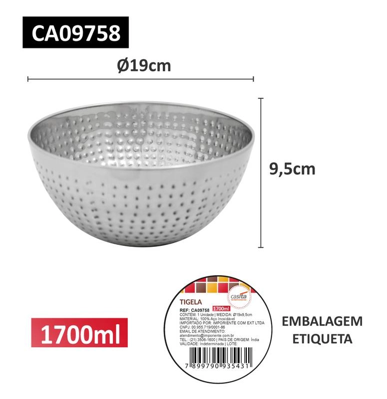 Tigela Inox 1700ml Cas