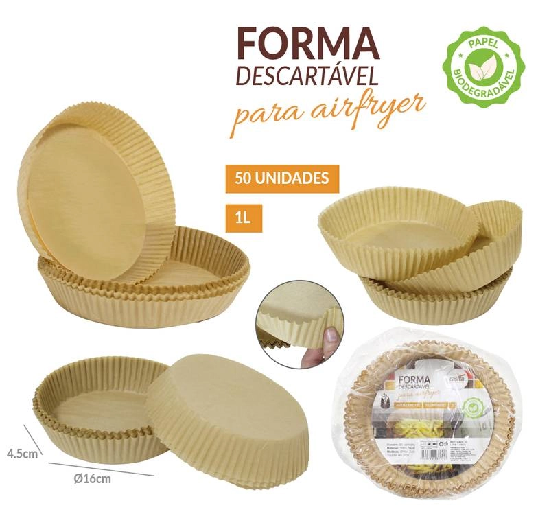 Forma Descartavel P/airfryer De Papel Tm: 16x4,5cm C/50 Und. Ref.ca09802