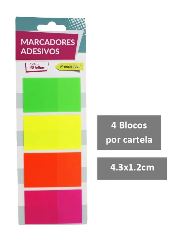Kit Bloco Adesivo Post It Colorido 4un 10f Im49031 Imporiente