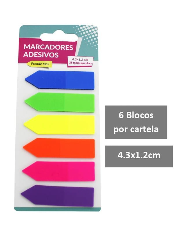 Bloco Adesivo Post It Colorido 6 Bloco 25f Im49031 Imporiente