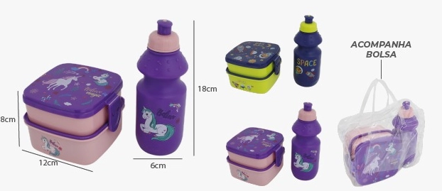 Kit Bolsa Garrafa Lancheira Ca15195 Imporiente