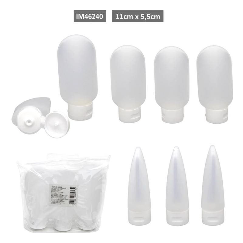 Kit Frasco Viagem 60ml 11x5.5cm 3pcs Im46240 Imporiente