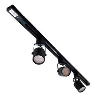 Kit Trilho Eletrificado 1 Metro Preto + 3 Spots Gu10 Branco Neutro Dicroica