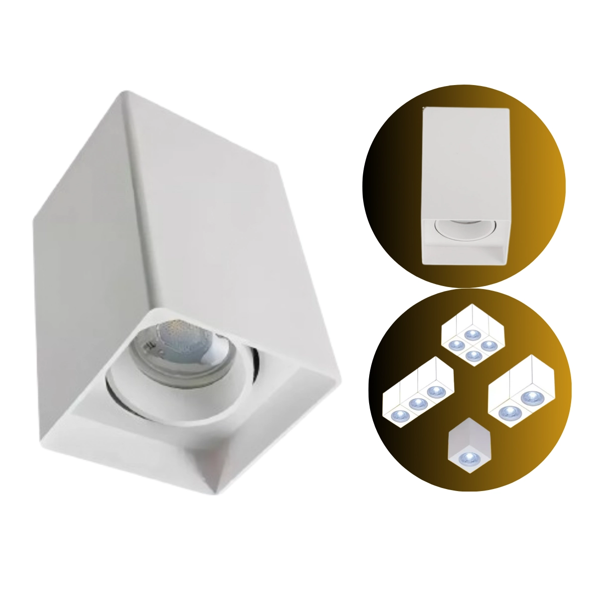 Spot Sobrepor Quadrado Cubo 1luz Dicroica Gu10  Branco
