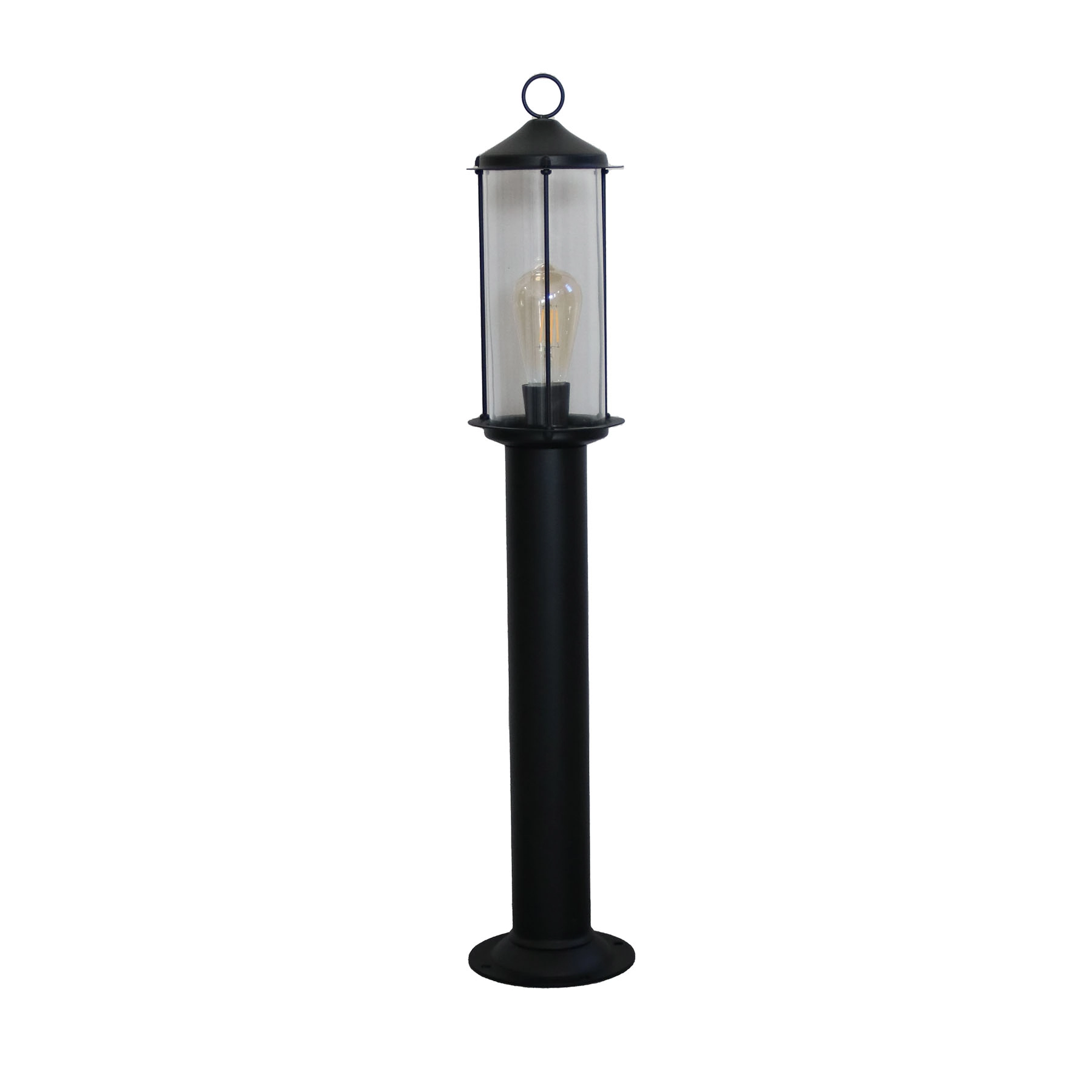 Poste de Jardim 1 Lâmpada Preto Aço 0,87m Vintage Vidro Transparente Ideal Iluminação
