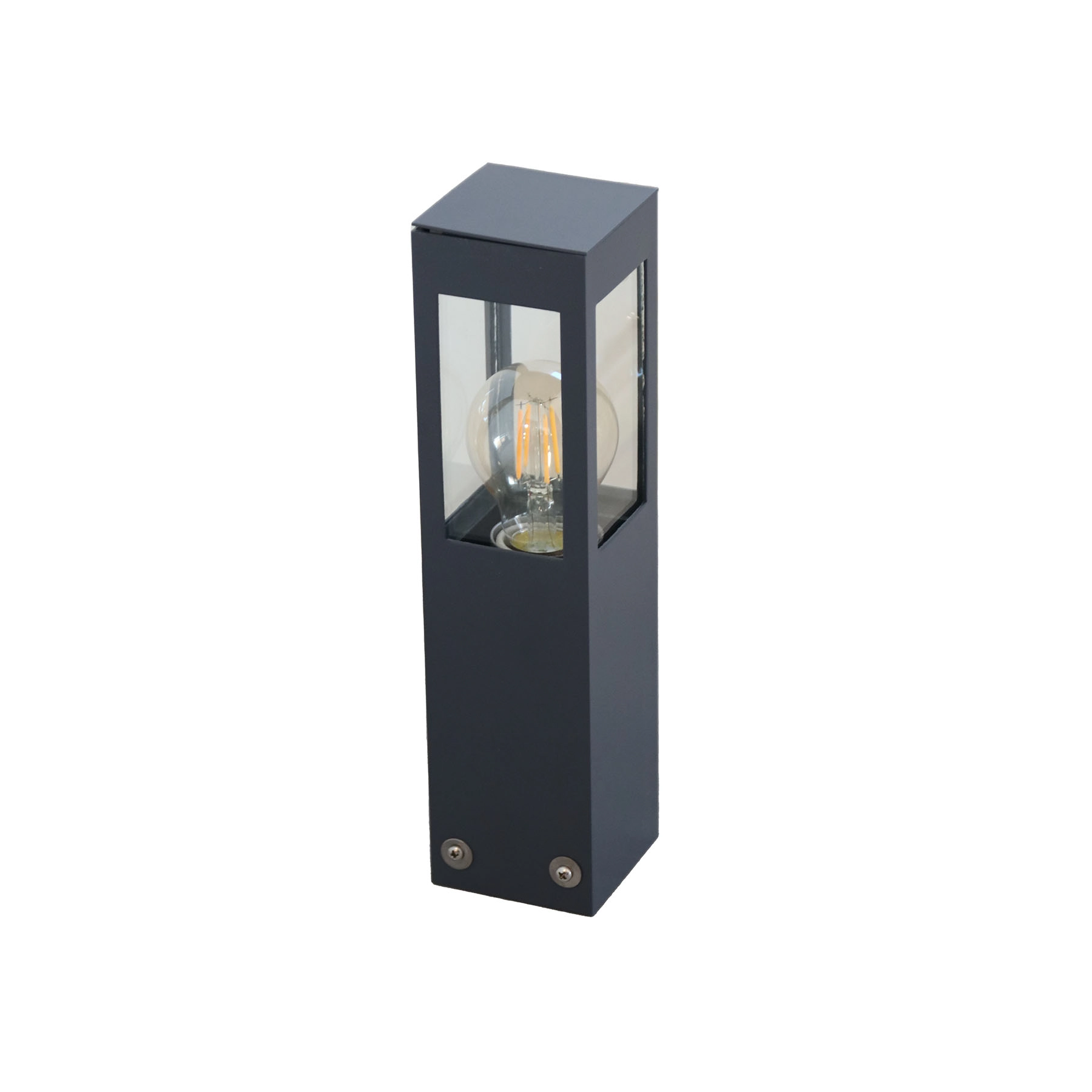 Poste de Jardim 1 Lâmpada Cinza Alumínio 0,30m Vidro Transparente PA-133 Ideal Iluminação