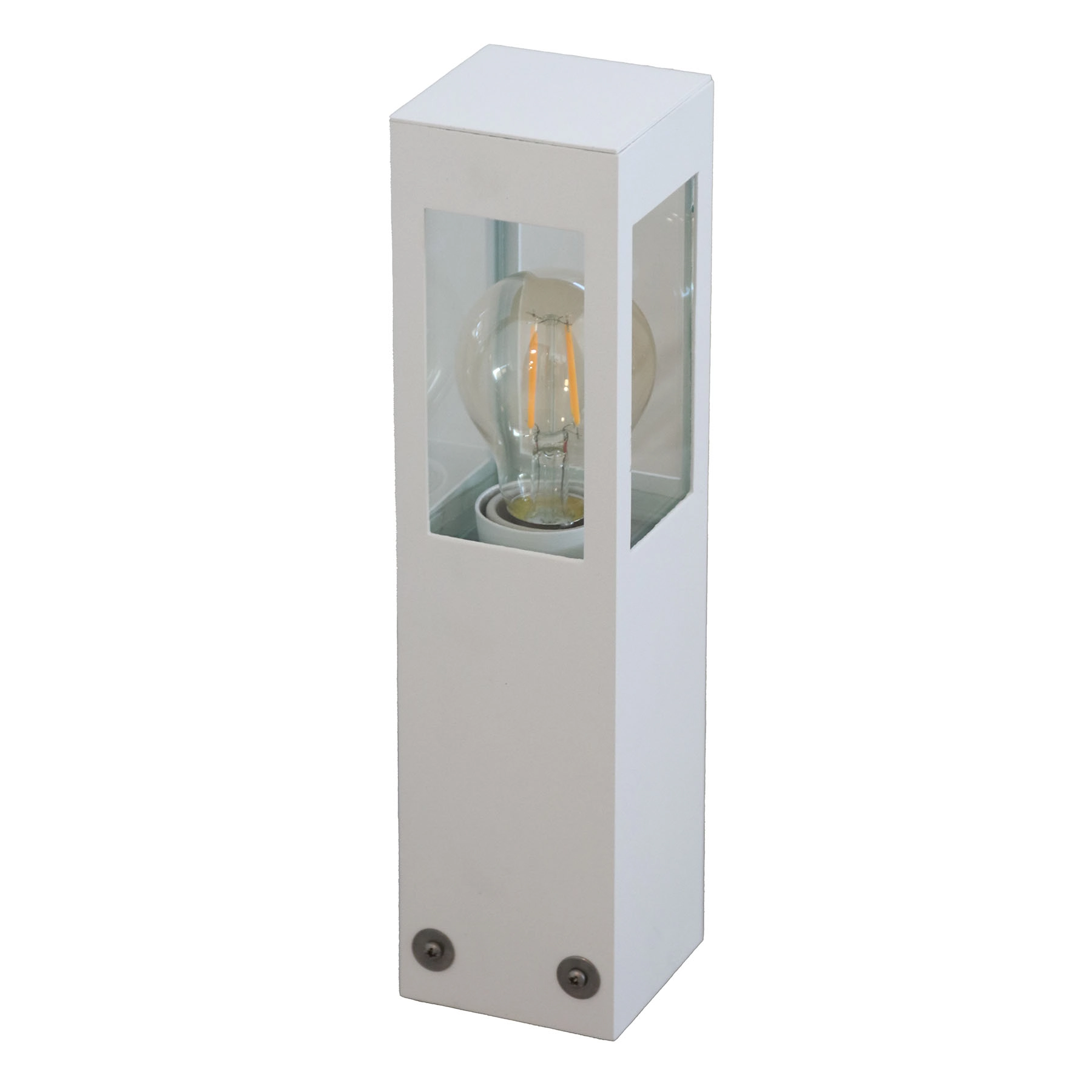 Poste de Jardim 1 Lâmpada Branco Alumínio 0,30m Vidro Transparente PA-133 Ideal Iluminação