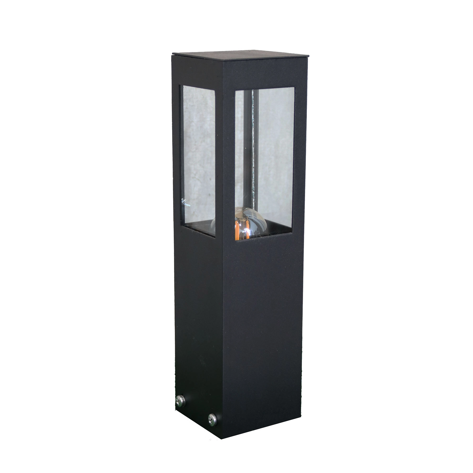 Poste de Jardim 1 Lâmpada Preto Alumínio 0,30m Vidro Transparente PA-133 Ideal Iluminação