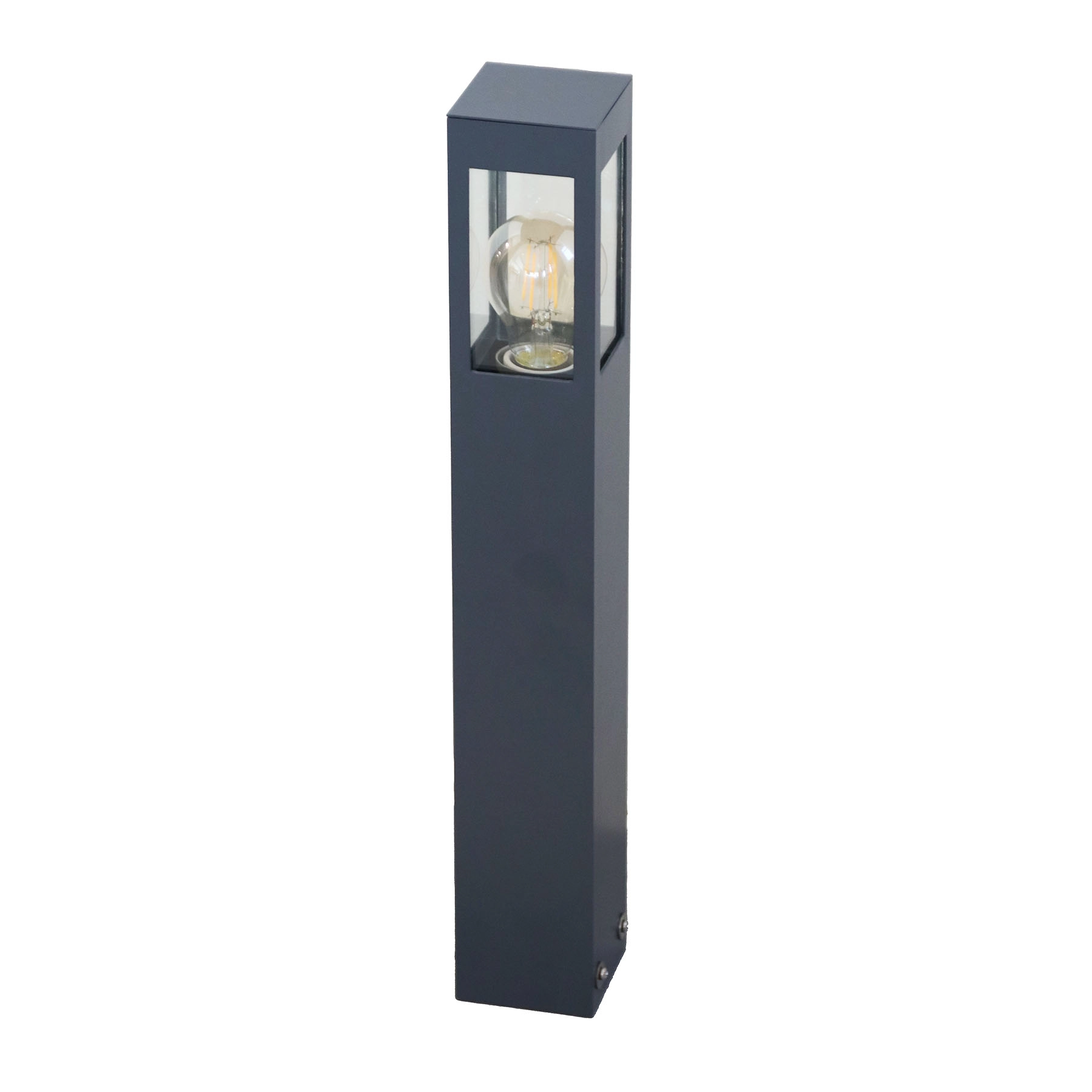 Poste de Jardim 1 Lâmpada Cinza Alumínio 0,50m Vidro Transparente PA-153 Ideal Iluminação