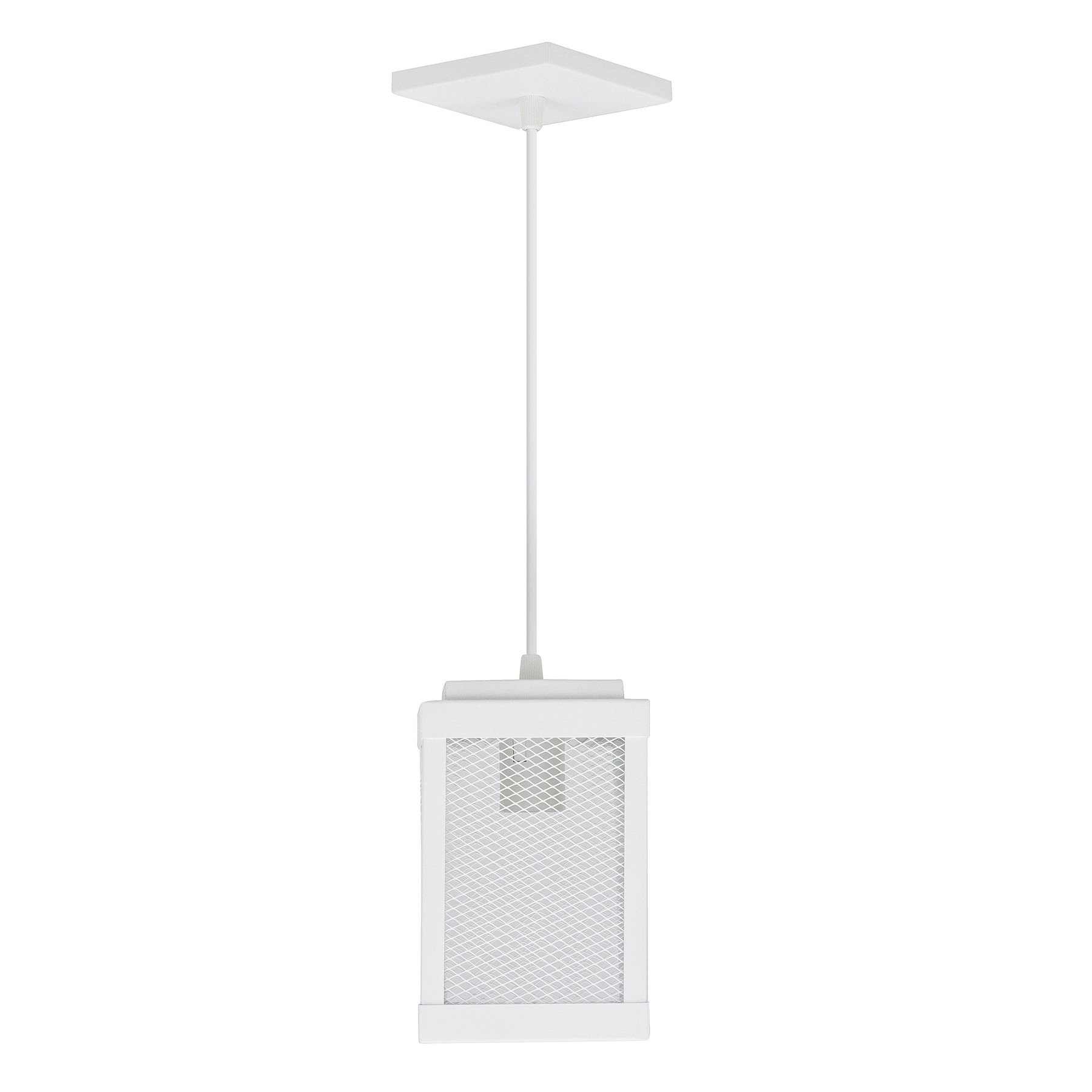 Pendente Quadrado 1 Lâmpada Alumínio Branco Microtexturizado LA-24-C Ideal Iluminação