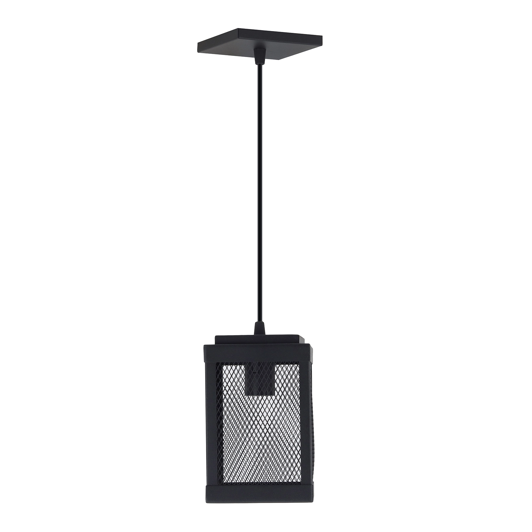 Pendente Quadrado 1 Lâmpada Alumínio Preto Microtexturizado LA-24-C Ideal Iluminação