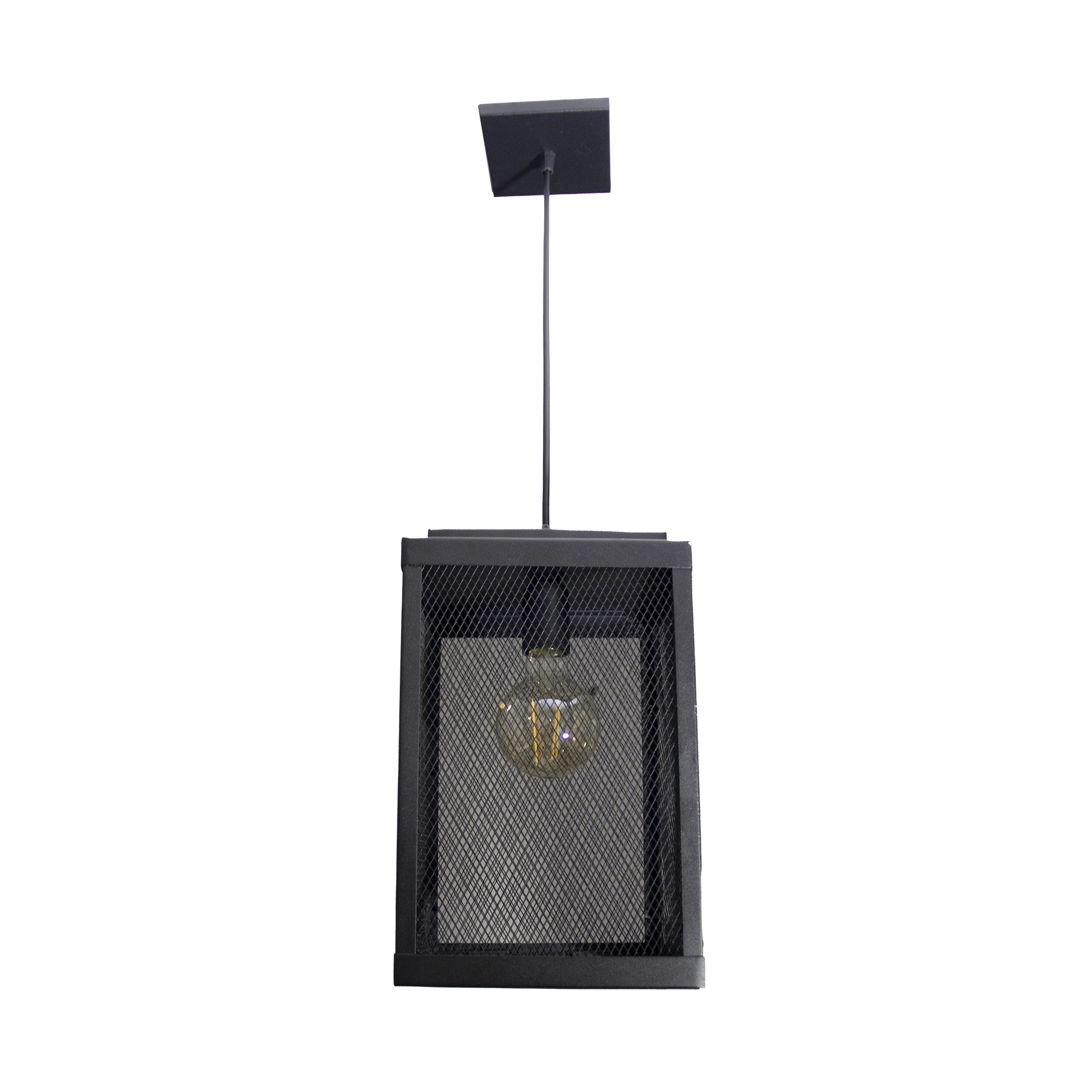Pendente Quadrado 1 Lâmpada Alumínio com Tela Preto Microtexturizado LA-24-C/G Ideal Iluminação