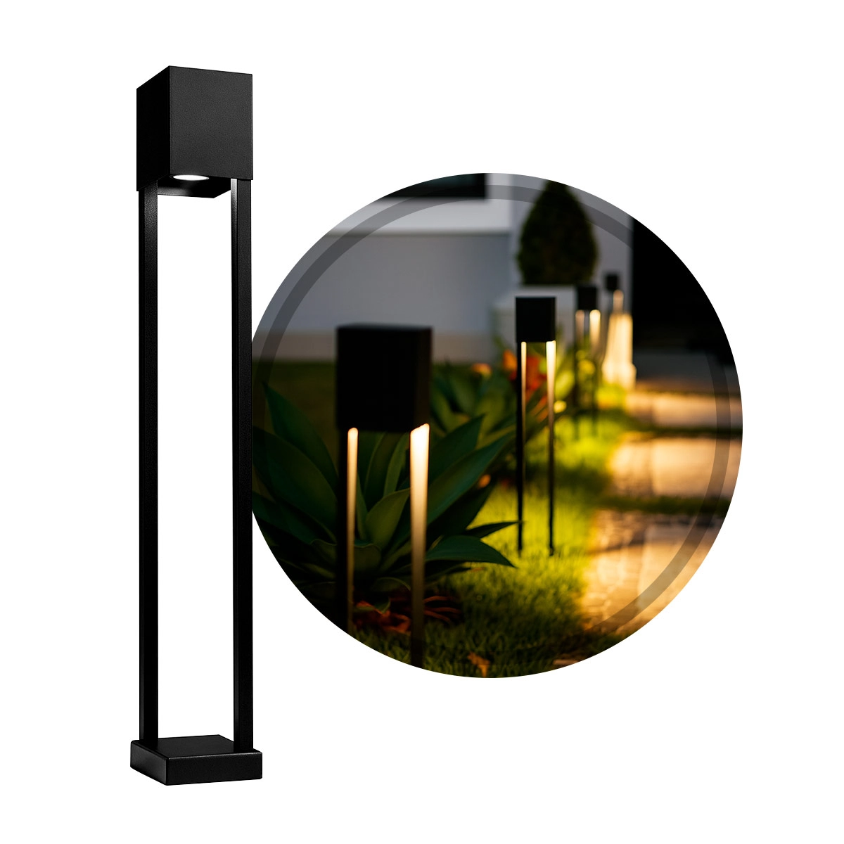 Poste Balizador De Jardim Flash Externo Preto Moderno 1xgu10 Pa-406 St3252