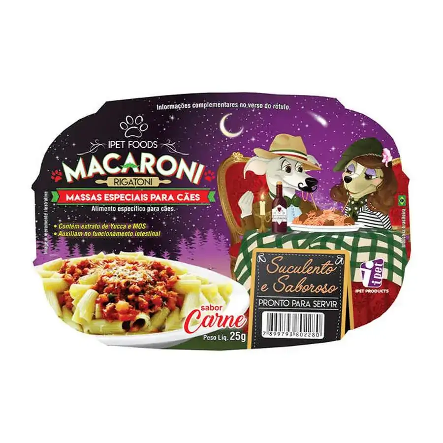 Massas Especiais Macaroni Ipet Para Cães Rigatoni 25g