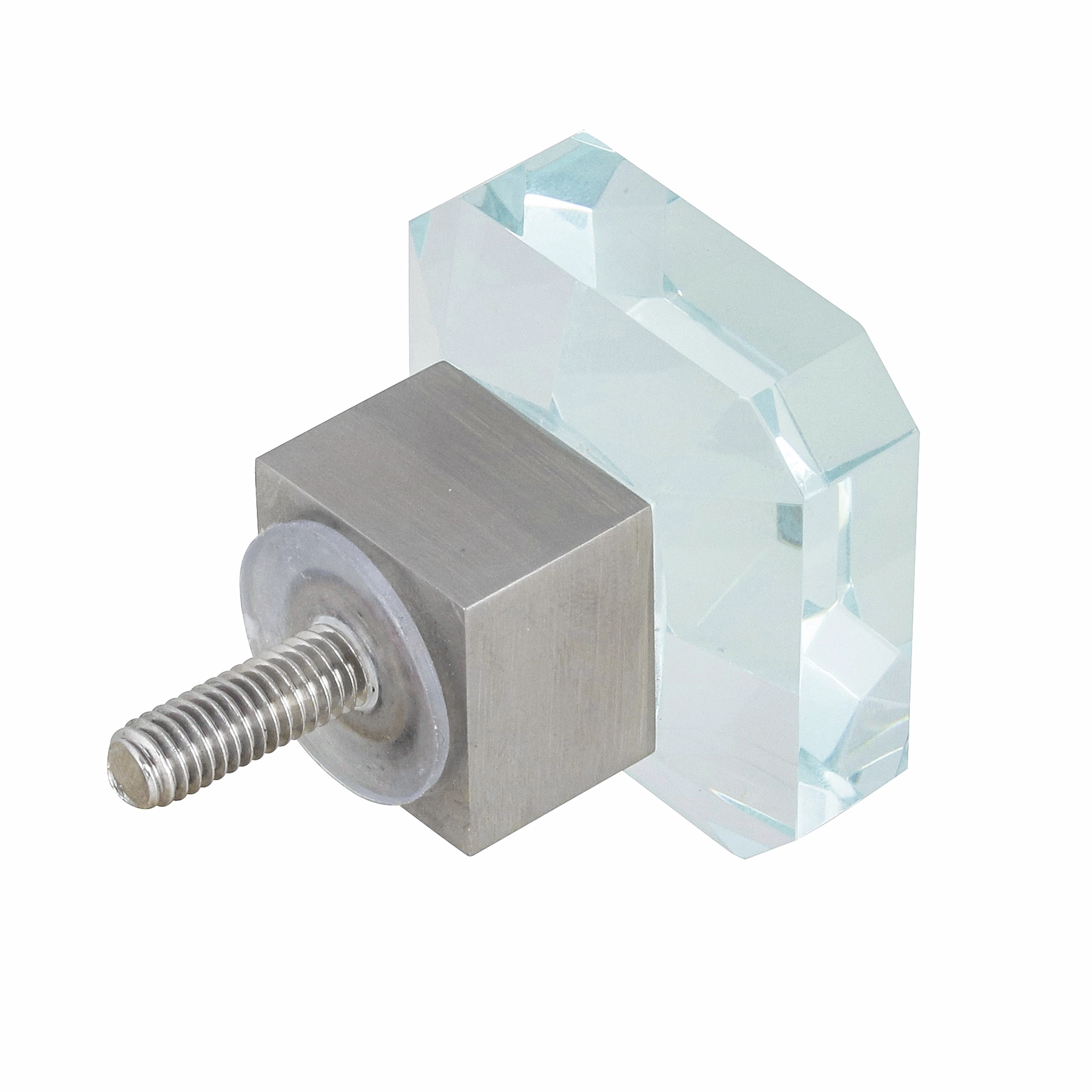 Puxador para Móveis Aço inox e Vidro Lapidado 35mm Incolor